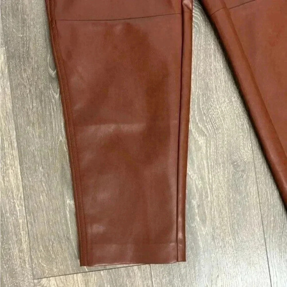 Aritzia Wilfred Free Oracle Pants High Rise Leather straight balloon leg brown - Picture 11 of 16